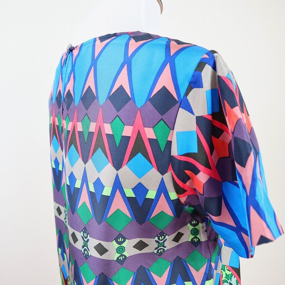 J Crew Size 2 Silk Gemstone Classic T Shirt Blouse Multicolor Print - Picture 7 of 10